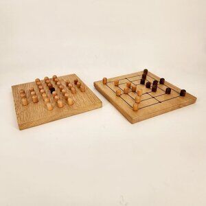 Wooden Board Games - Merelles and Fox & Geese/Solitaire - Vintage